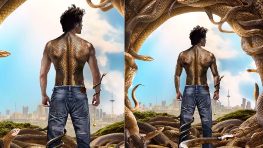 Kartik Aaryan as an ichhadhari naag in the first motion poster of Naagzilla, a creature comedy film by Karan Johar, releasing on August 14, 2026.